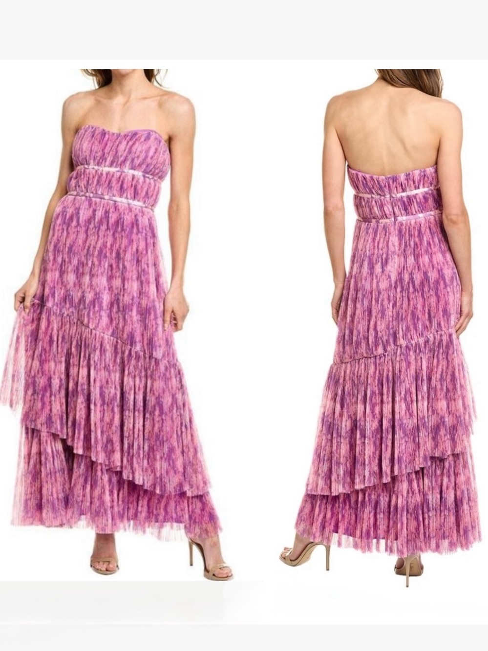 HUTCH RENZA GOWN Strapless Pink Tiered Maxi Dress Size 14 new without tags $465